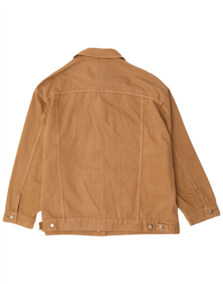 Zara Womens Oversized Denim Jacket UK 18 XL Brown Cotton