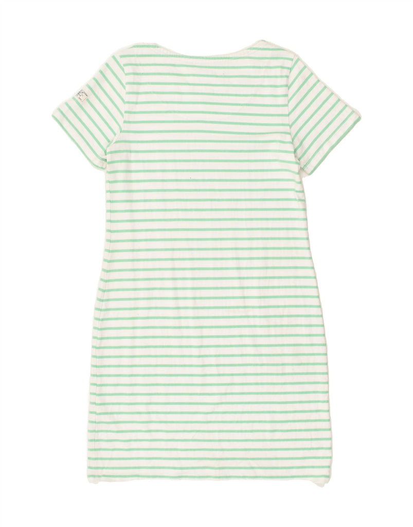 JOULES Womens Basic Dress UK 12 Medium  Green Striped Cotton | Vintage Joules | Thrift | Second-Hand Joules | Used Clothing | Messina Hembry 