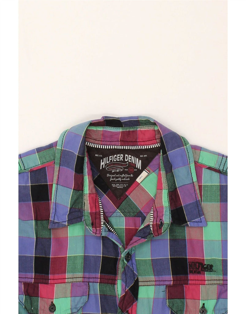 TOMMY HILFIGER Mens Shirt Large Multicoloured Check Cotton Vintage Tommy Hilfiger and Second-Hand Tommy Hilfiger from Messina Hembry 