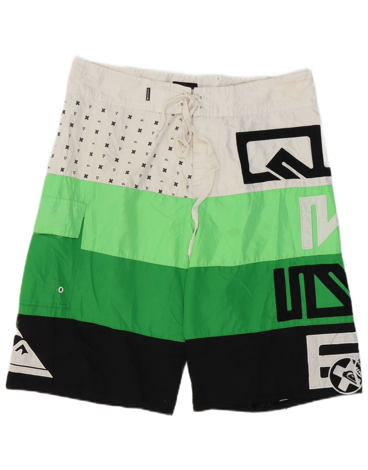 Quiksilver Mens Swimming Shorts Medium  Green Colourblock