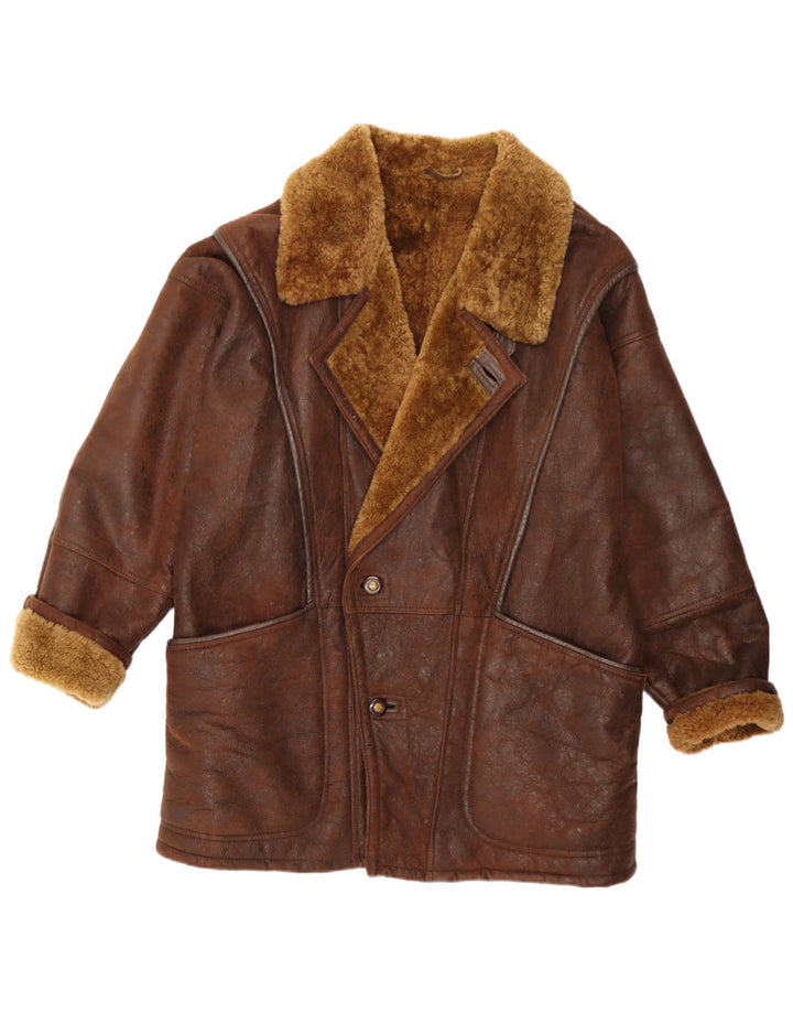 Vinci Mens Shearling Jacket UK 40 Large Brown Shearling
