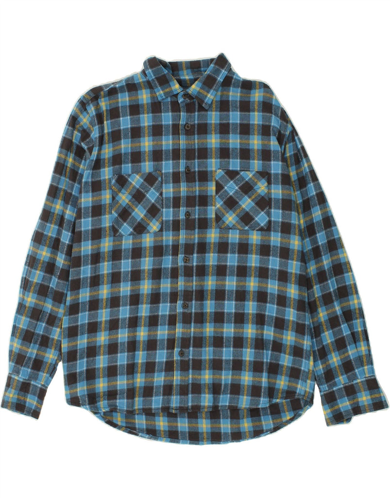 SCOUT Mens Flannel Shirt Large Blue Check Cotton | Vintage Scout | Thrift | Second-Hand Scout | Used Clothing | Messina Hembry 