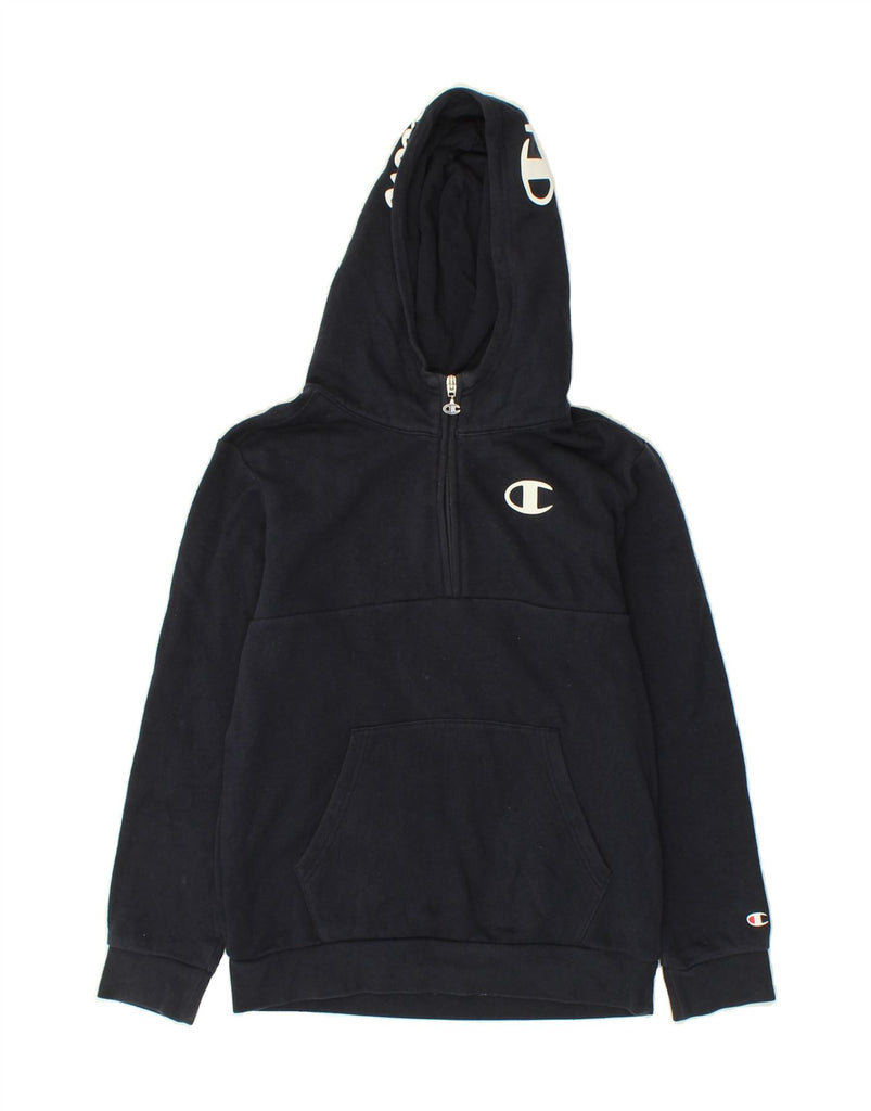 CHAMPION Boys Graphic Zip Neck Hoodie Jumper 11-12 Years Large  Navy Blue | Vintage Champion | Thrift | Second-Hand Champion | Used Clothing | Messina Hembry 