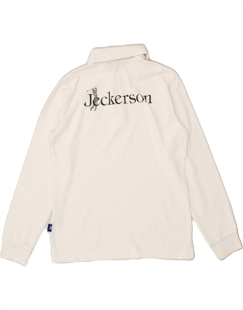 JECKERSON Boys Long Sleeve Graphic Polo Shirt 9-10 Years White Cotton | Vintage Jeckerson | Thrift | Second-Hand Jeckerson | Used Clothing | Messina Hembry 