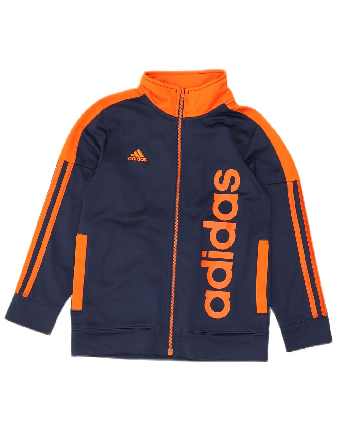Adidas Boys Graphic Tracksuit Top Jacket 6-7 Years Navy Blue Colourblock