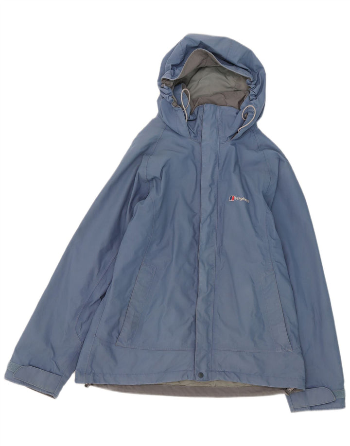 Berghaus Womens Hooded Rain Jacket UK 12 Medium Blue Nylon