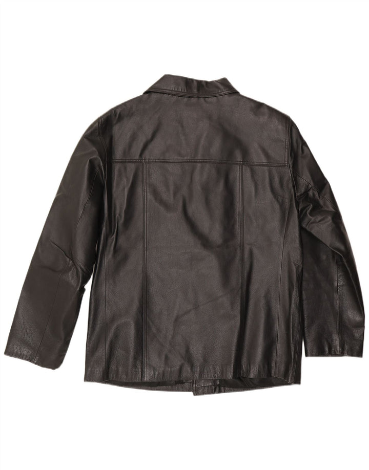 In Extenso Mens Leather Jacket UK 40 Large Black Leather