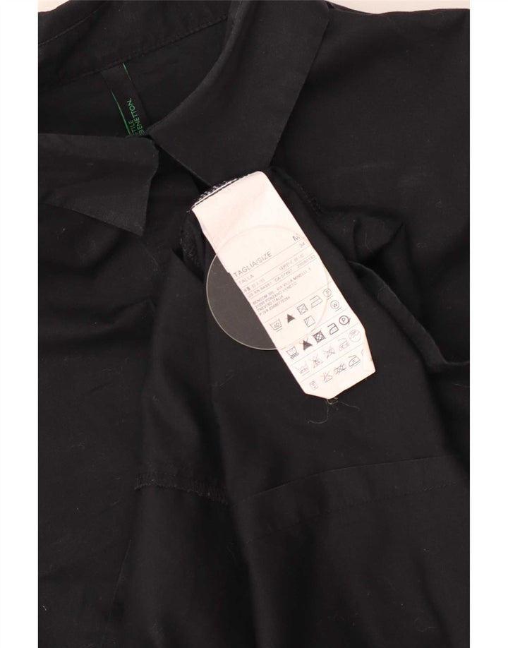 Benetton Womens Shirt UK 12 Medium Black Cotton