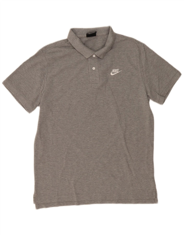 NIKE Mens Polo Shirt Large Grey Cotton