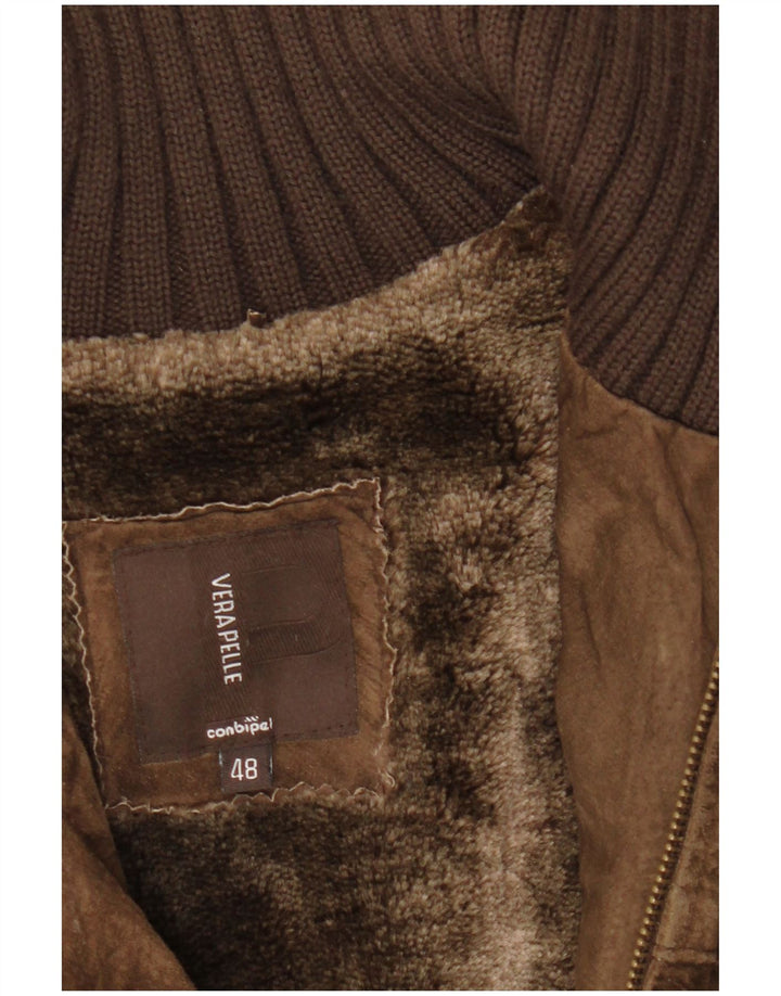 Conbipel Mens Suede Jacket IT 48 Medium Brown Leather