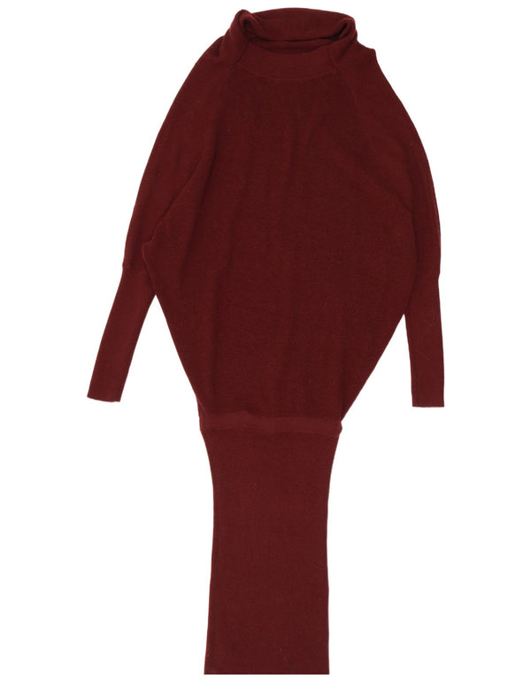 All Saints Womens Knit Batwing Drop Waist Dress UK 10 Small Maroon