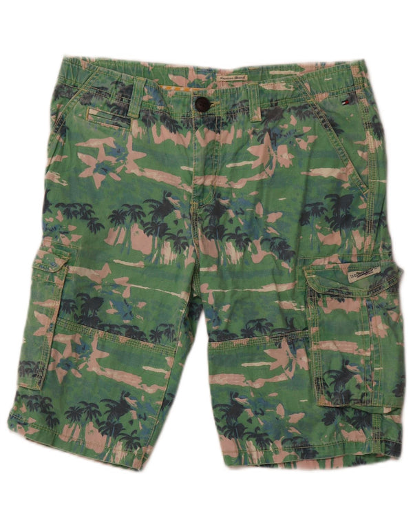 TOMMY HILFIGER Boys Cargo Shorts 15-16 Years W30 Green Floral Cotton