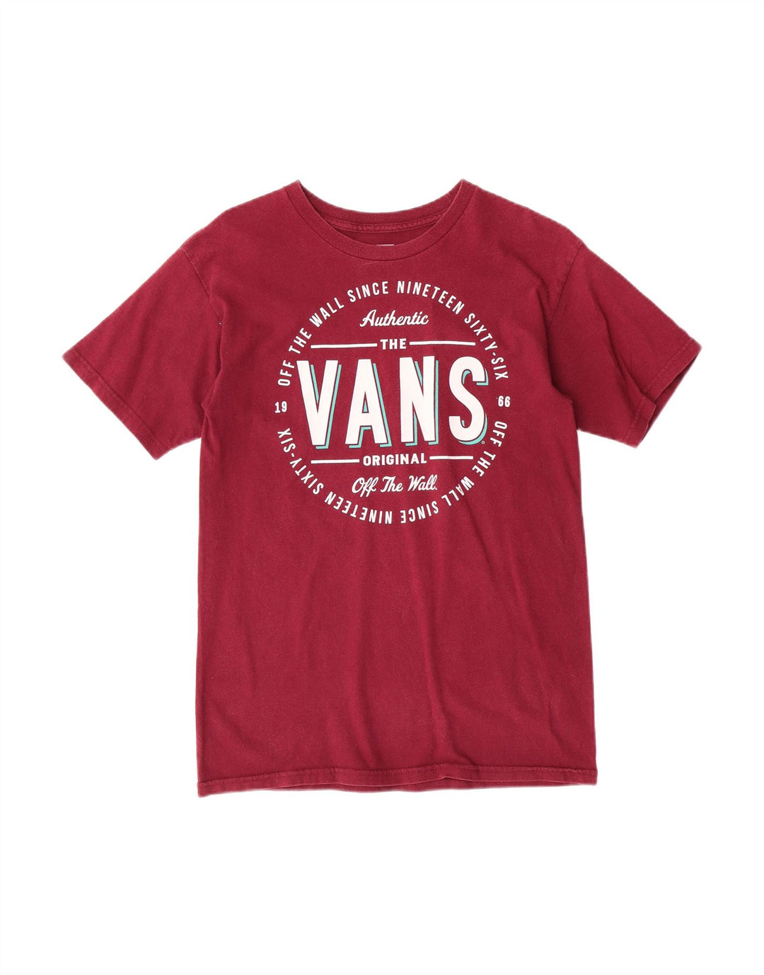 VANS Mens Graphic T-Shirt Top Small Burgundy Cotton