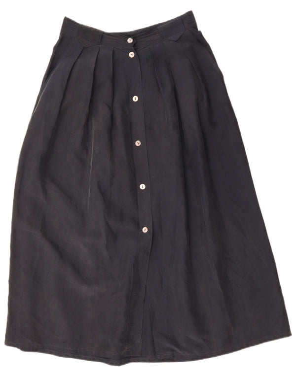 BLUES CLUB Womens High Waist A-Line Skirt W26 Small Black Silk