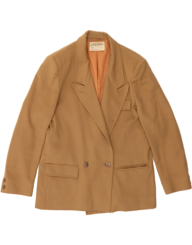 JAEGER Womens Double Breasted Blazer Jacket UK 16 Large Brown Wool Vintage Jaeger and Second-Hand Jaeger from Messina Hembry 