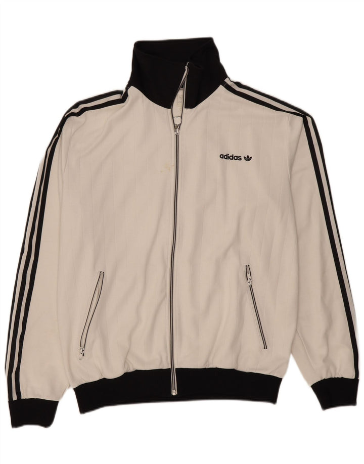 Adidas Mens Tracksuit Top Jacket Large White Colourblock Cotton