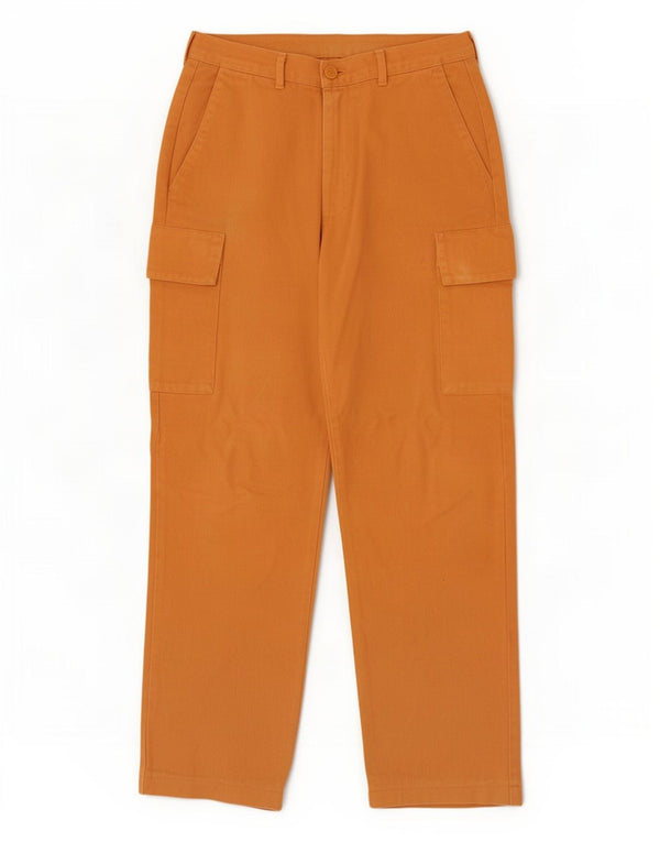 Benetton Mens Straight Cargo Trousers IT 48 Medium W30 L30 Orange Cotton