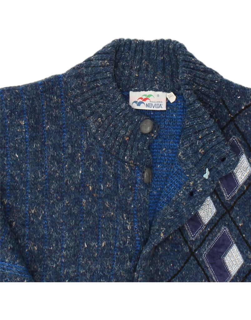 VINTAGE Mens Cardigan Sweater IT 50 Medium Navy Blue Flecked Wool | Vintage Vintage | Thrift | Second-Hand Vintage | Used Clothing | Messina Hembry 