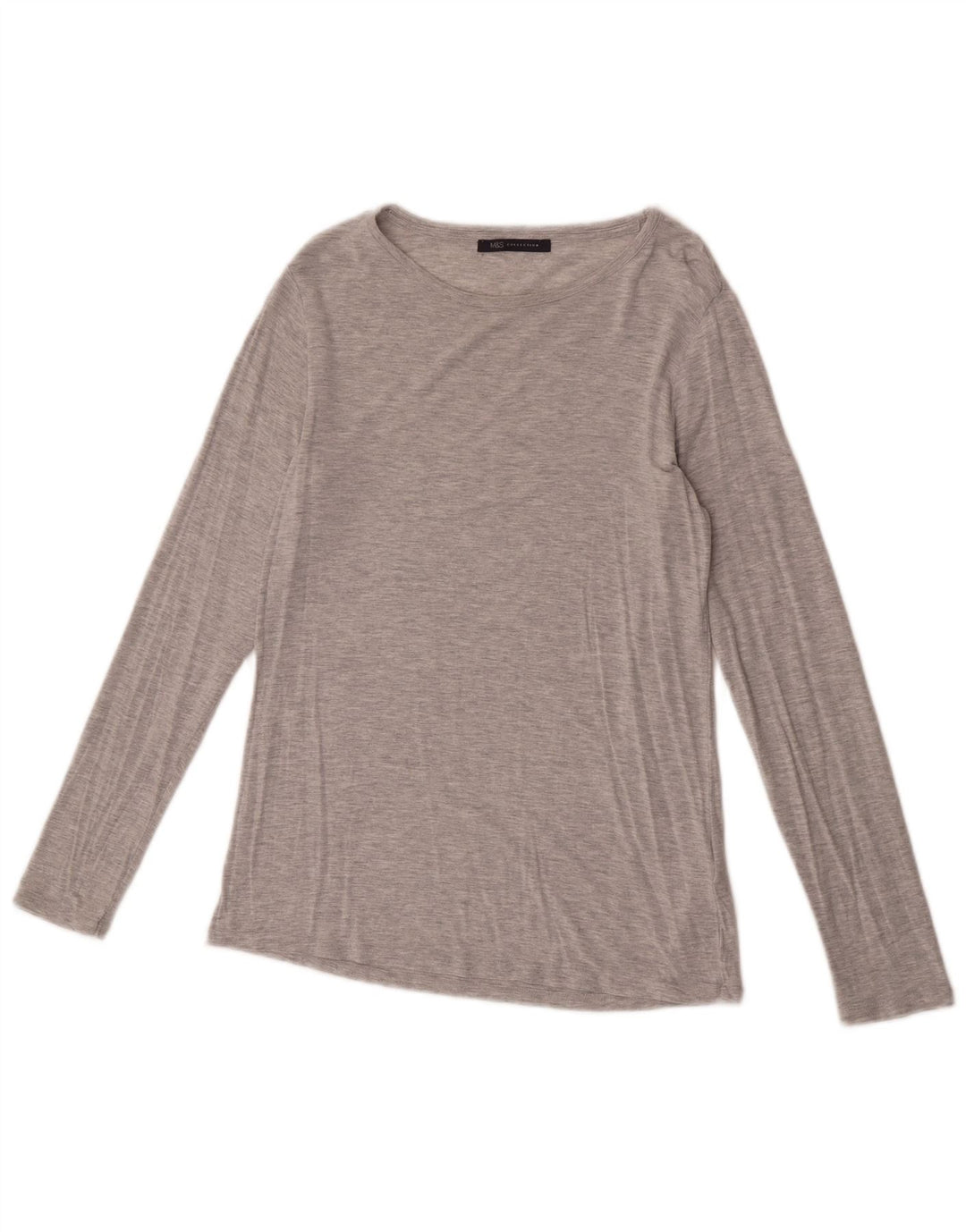 Marks & Spencer Womens Top Long Sleeve UK 14 Medium Grey Modal
