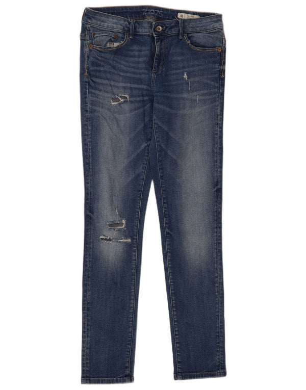 Zara Womens Distressed Mid Rise Skinny Jeans EU 40 Medium W30 L30 Blue