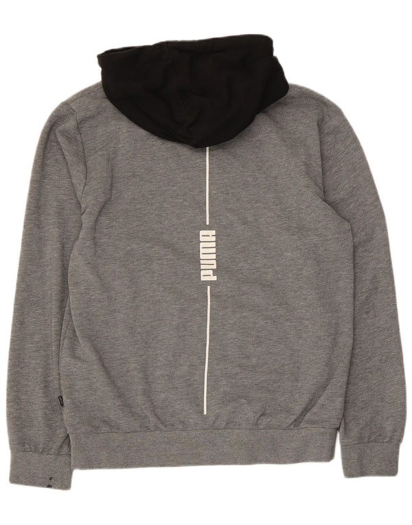 Puma Mens Graphic Hoodie Jumper Small Grey Colourblock Cotton