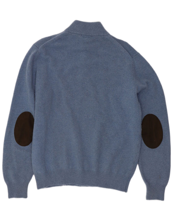 Hackett Mens Zip Neck Jumper Sweater Large Blue Wool