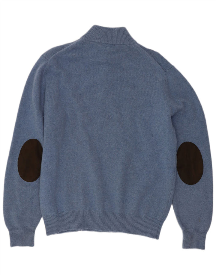 Hackett Mens Zip Neck Jumper Sweater Large Blue Wool