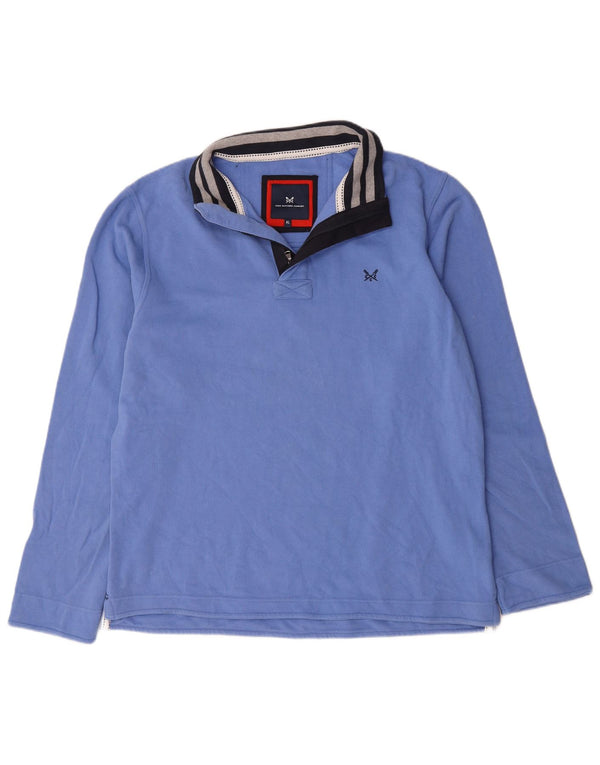 Crew Clothing Mens Zip Neck Sweatshirt Jumper XL Blue Cotton