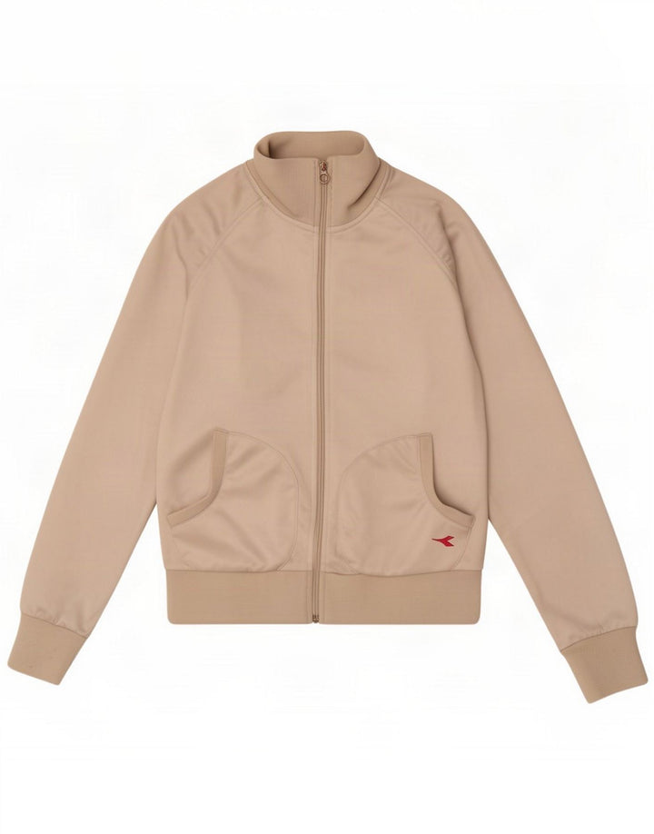 Diadora Womens Tracksuit Top Jacket UK 6 XS Off White Polyester