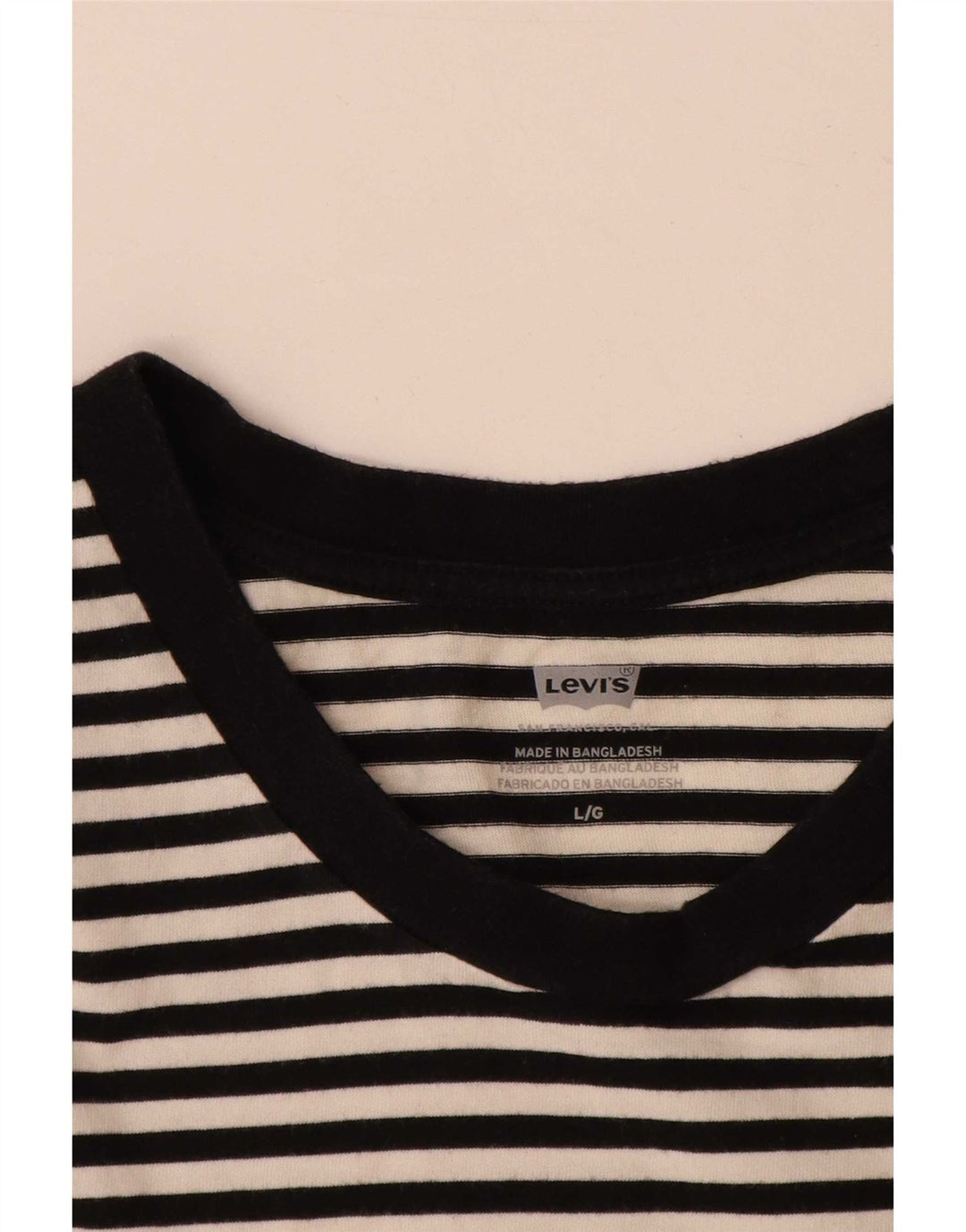 Levi's Womens T-Shirt Top UK 16 Large White Striped Cotton