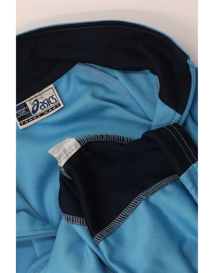 Asics Mens Tracksuit Top Jacket Medium Blue Colourblock Polyester