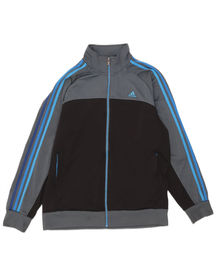 Adidas Mens Tracksuit Top Jacket Large Grey Colourblock Polyester