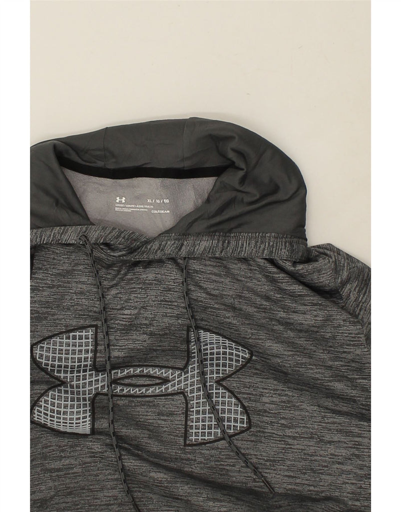 UNDER ARMOUR Mens Cold Gear Graphic Hoodie Jumper XL Grey Flecked | Vintage Under Armour | Thrift | Second-Hand Under Armour | Used Clothing | Messina Hembry 