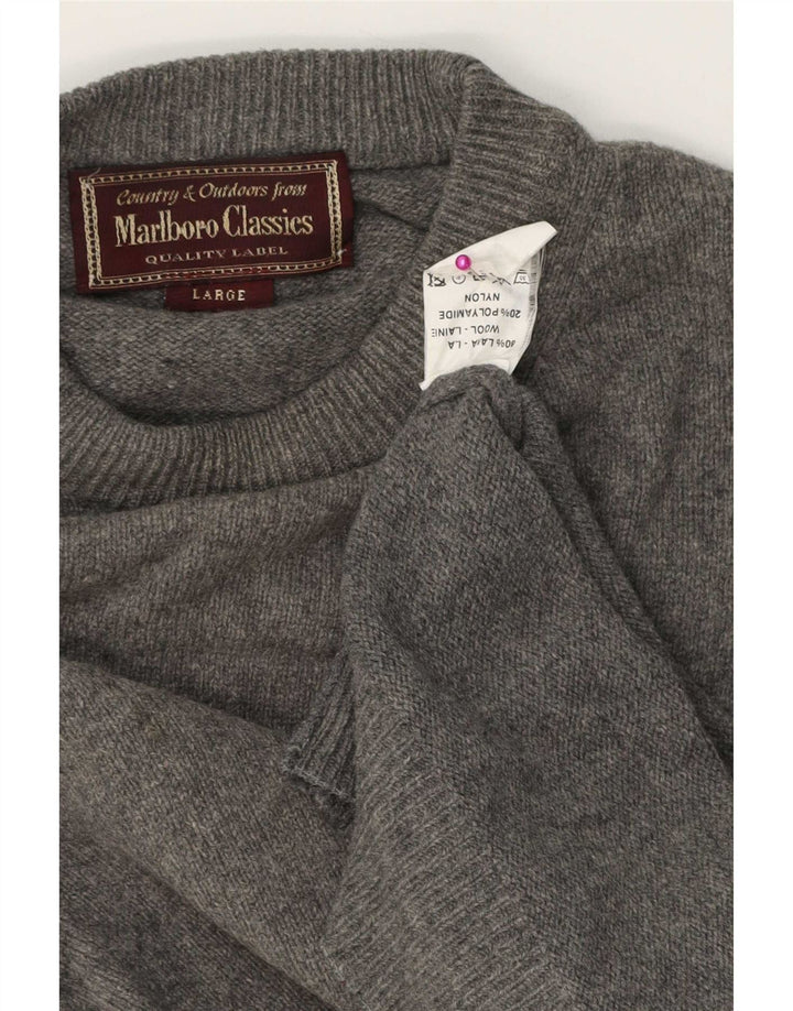 Marlboro Classics Mens Crew Neck Jumper Sweater Large Grey Wool