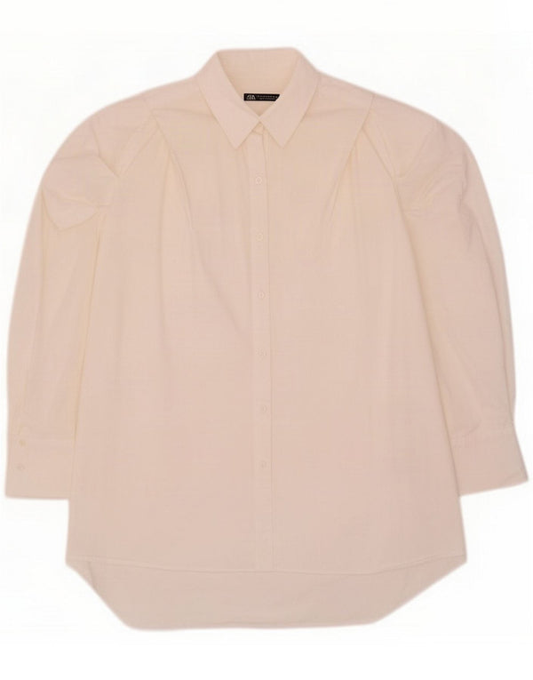 Zara Womens Oversized Shirt Dress UK 10 Small White Cotton
