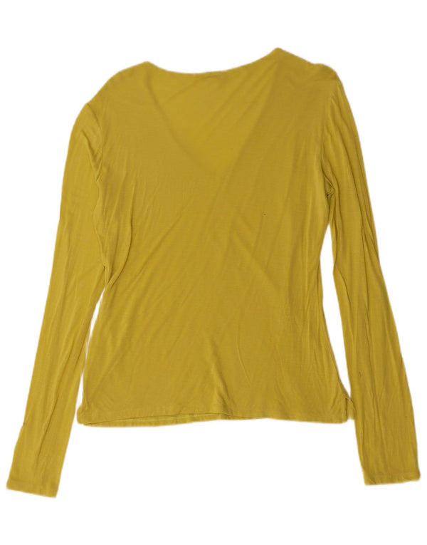 Armani Womens Top Long Sleeve UK 14 Medium Yellow