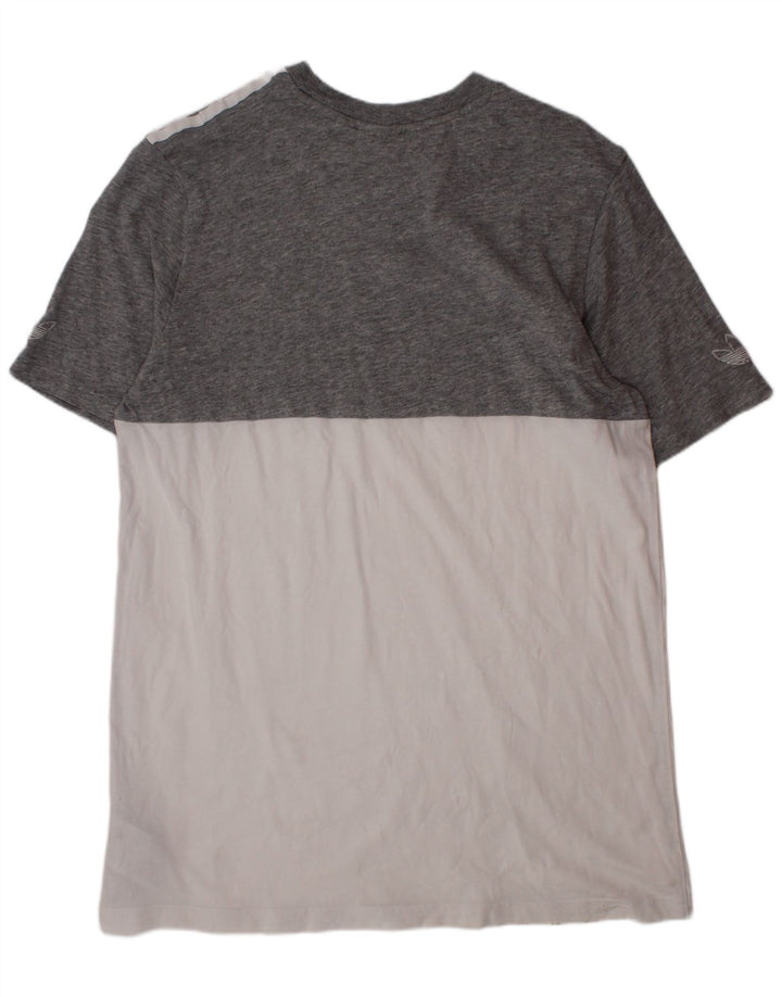 Adidas Boys T-Shirt Top 13-14 Years Grey Colourblock Cotton