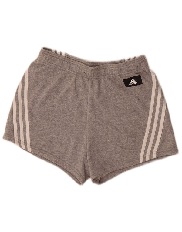 Adidas Womens Sport Shorts UK 8/10 Small Grey Flecked Cotton