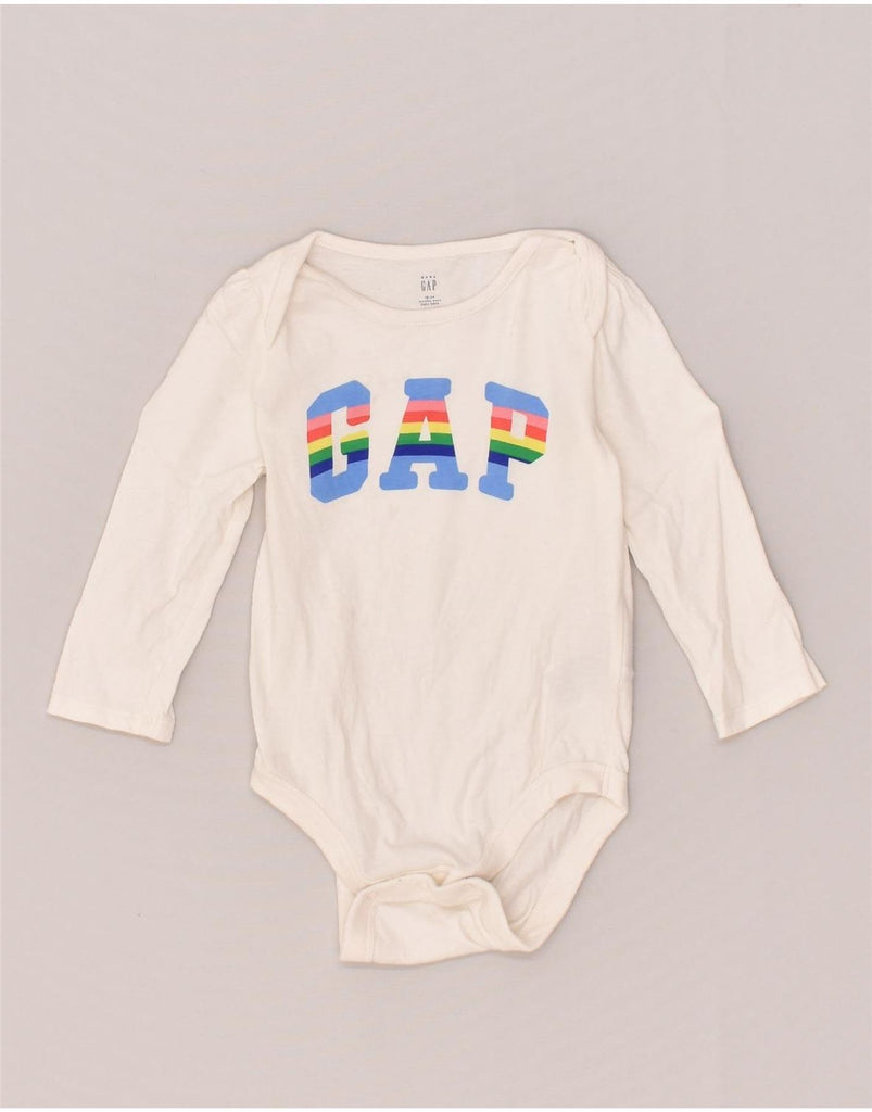 GAP Baby Boys Graphic Bodysuit 18-24 Months White Cotton | Vintage Gap | Thrift | Second-Hand Gap | Used Clothing | Messina Hembry 