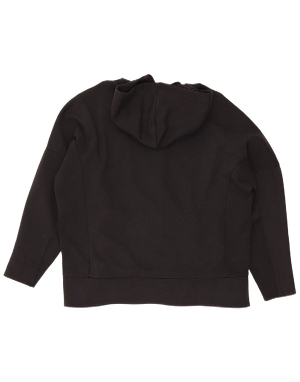 Adidas Womens Oversized Zip Hoodie Sweater UK 16/18 Large Black Cotton
