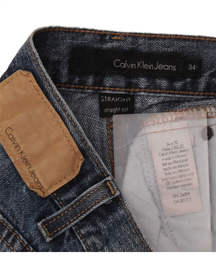 CALVIN KLEIN Mens Straight Jeans W34 L32 Blue Cotton