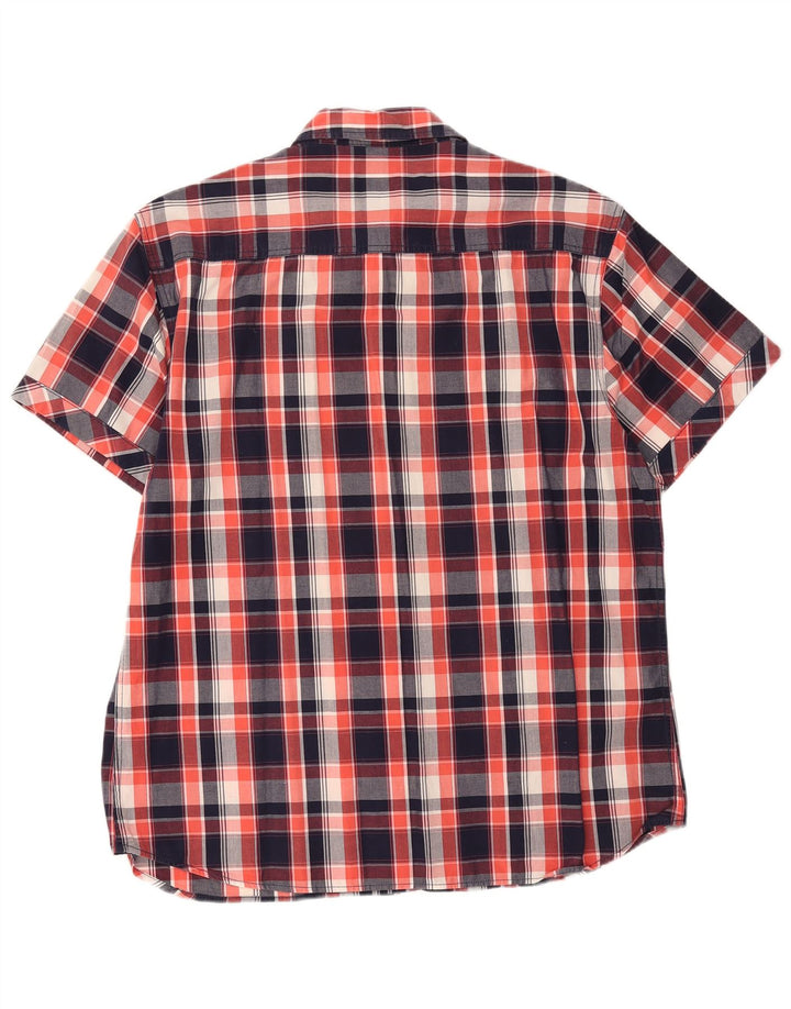 JACK & JONES Mens Short Sleeve Shirt 2XL Navy Blue Check Cotton