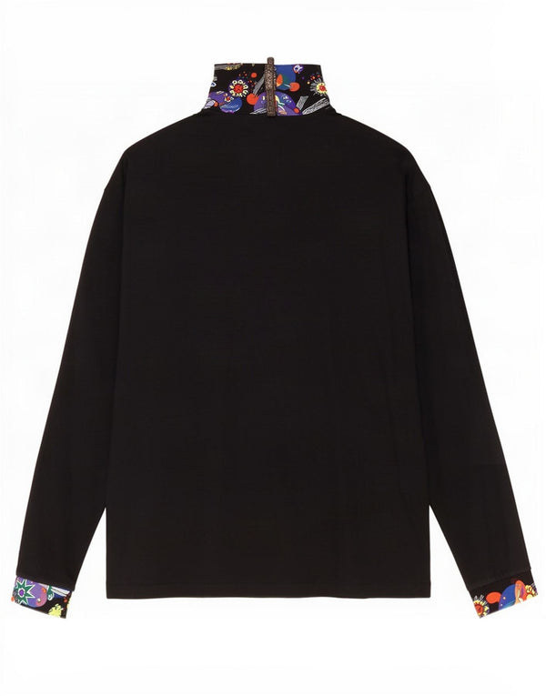 Conte of Florence Womens Top Long Sleeve UK 16 Large Black Geometric