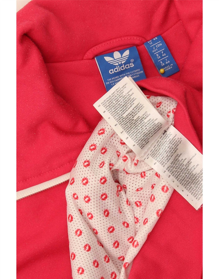 Adidas Womens Tracksuit Top Jacket UK 12 Medium Pink Cotton
