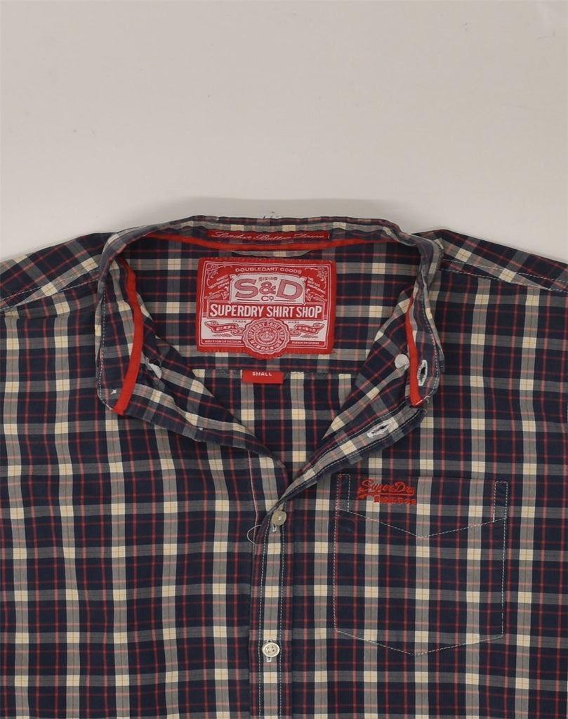 SUPERDRY Mens Shirt Small Navy Blue Check Cotton | Vintage Superdry | Thrift | Second-Hand Superdry | Used Clothing | Messina Hembry 