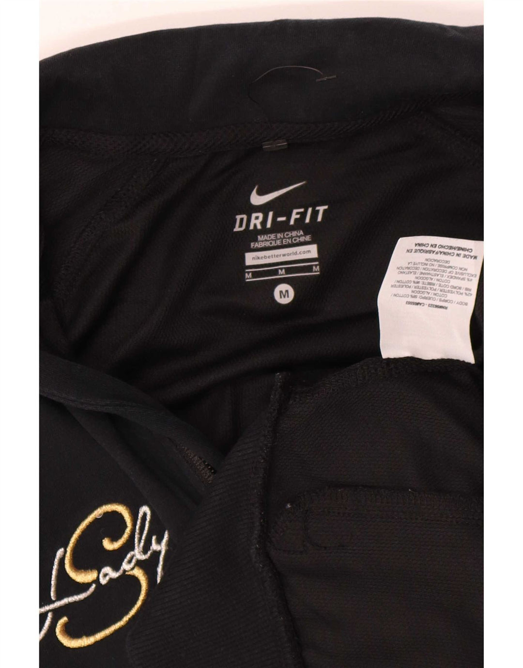 Nike Womens Dri Fit Tracksuit Top Jacket UK 14 Medium Black Cotton