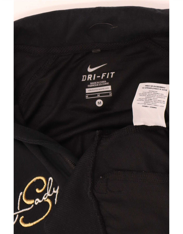Nike Womens Dri Fit Tracksuit Top Jacket UK 14 Medium Black Cotton