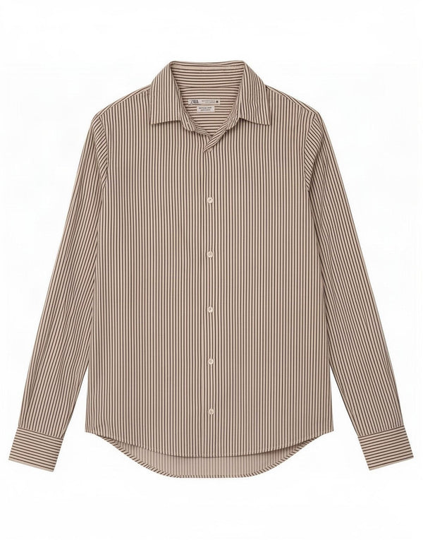 Zara Mens Super Slim Fit Shirt Medium White Pinstripe