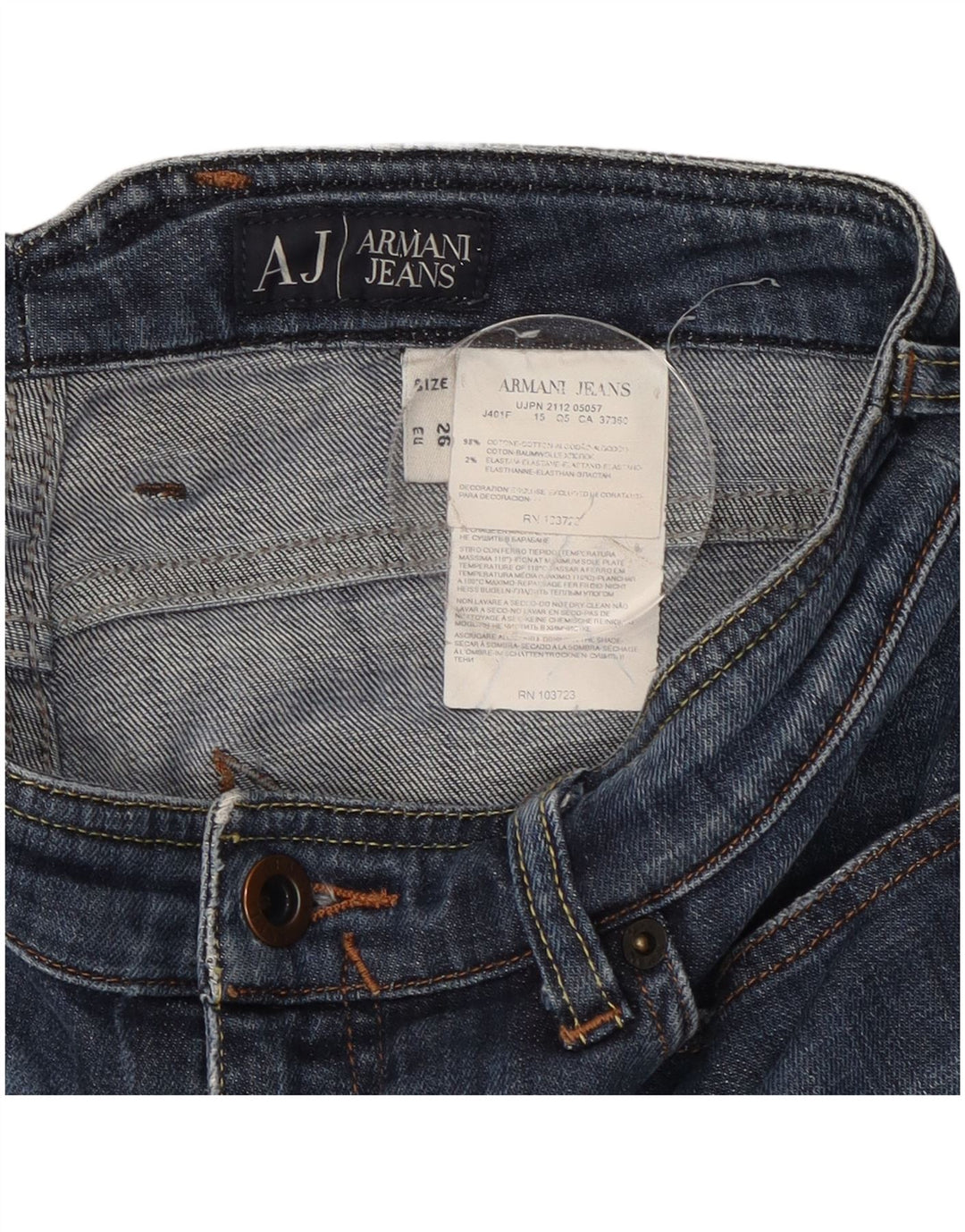 Armani Womens Graphic Slim Jeans W26 L32 Navy Blue Cotton