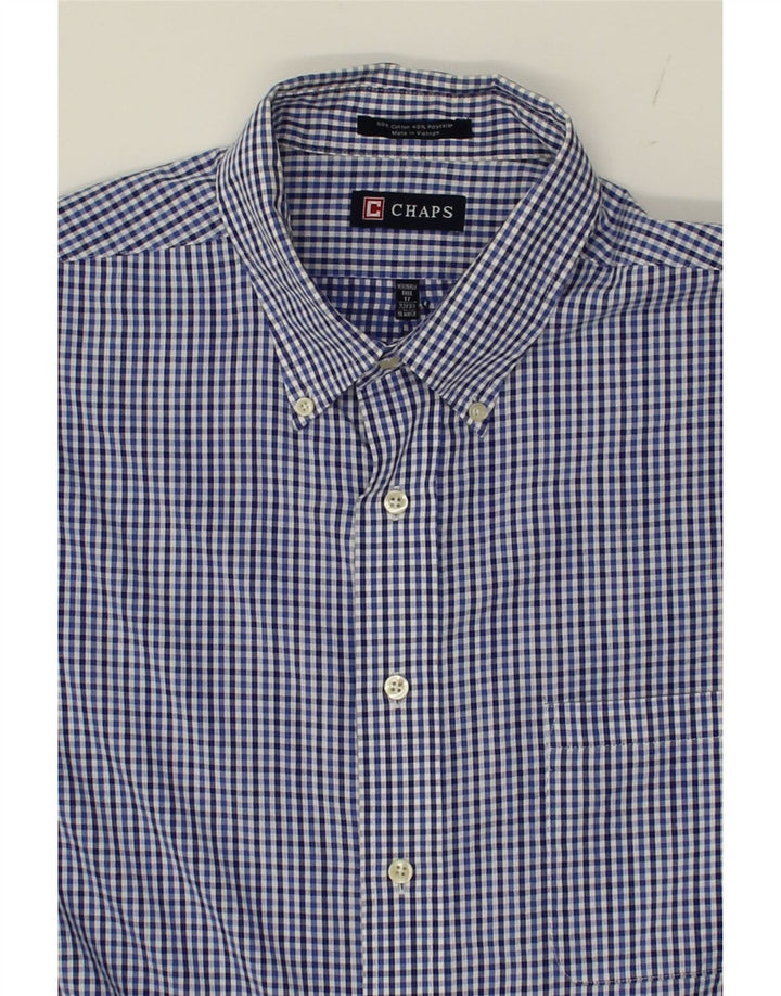 CHAPS Mens Shirt Size 17 XL Blue Check Cotton Vintage Chaps and Second-Hand Chaps from Messina Hembry 
